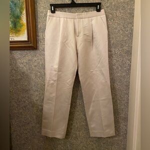 Valentino cream champagne cotton silk blend twill trousers pants sz 8 crop 27”